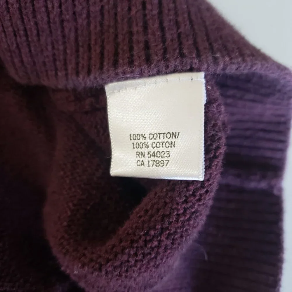 Banana Republic Mens Burgundy Button Up Mock Neck Cotton Sweater Size M ‎ Preppy
